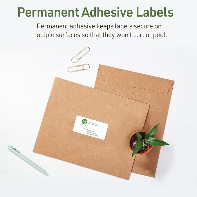 Avery EcoFriendly Recycled Shipping Labels, 2" x 4", White, Permanent Adhesive, Laser & Inkjet Printers, 250 Total, Great for Shipping and Mailing, Product Merchandising, and More (48263)