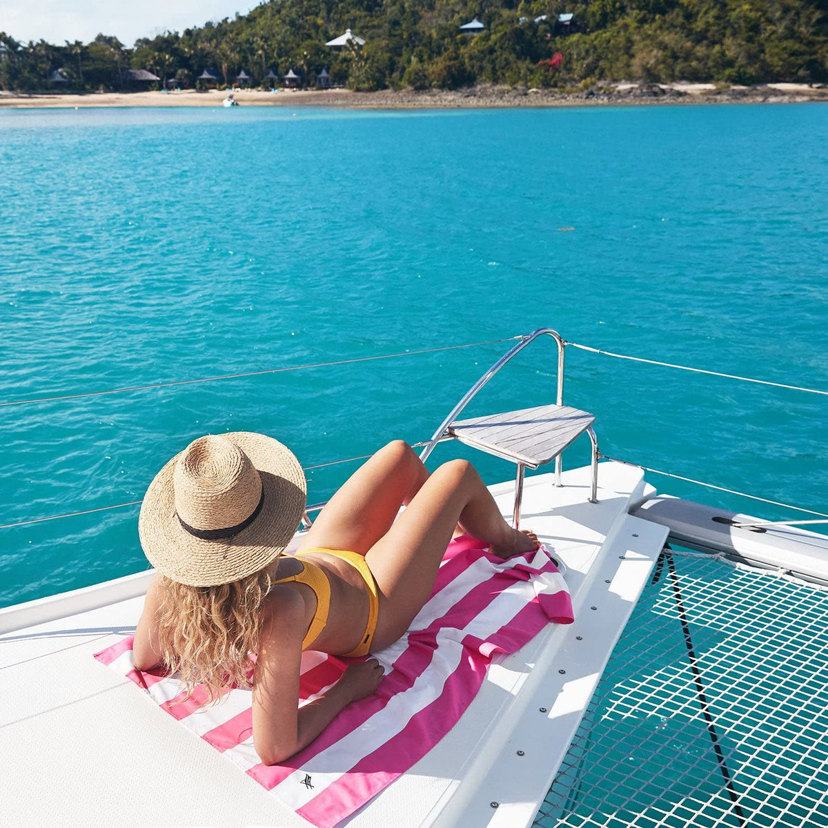 Dock & Bay Beach Towel - Quick Dry, Sand Free - Compact, Lightweight - 100% Recycled - Includes Bag - Cabana - Phi Phi Pink - Large (160x90cm, 63x35)