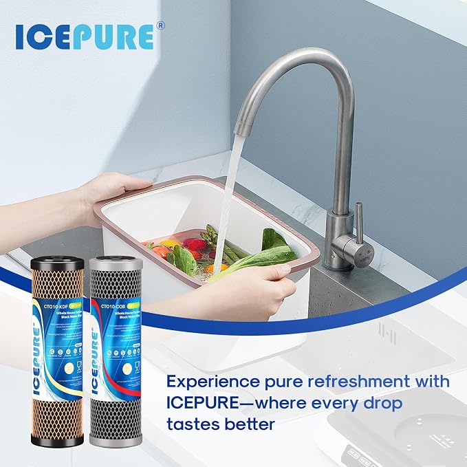 ICEPURE 2.5" x 10" Whole House CTO Activated Carbon Water Filter Combo Kit