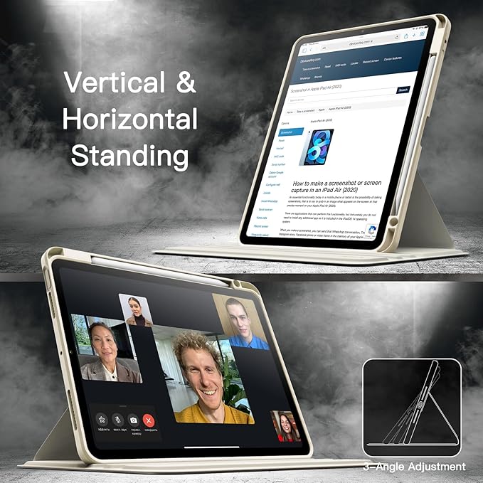 JETech Rotating Case ONLY for iPad Air 11-Inch M4/M3/M2 (2026/2025/2024) iPad Air 5/4 (2022/2020 5th/4th Generation 10.9-Inch) 360 Degree Rotation Protective Stand Cover Clear Back (Black)