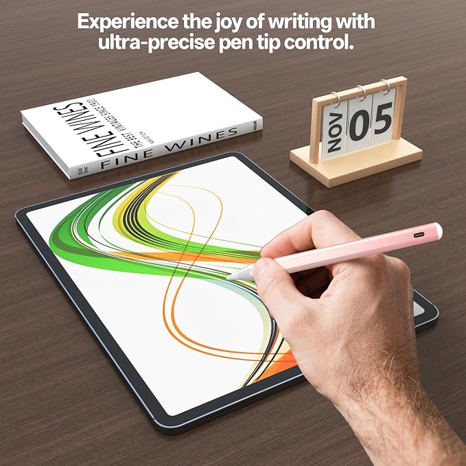 Stylus Pen for iPad Pro with Fast Charging Tilt Function Palm Rejection | Compatible with iPad 2018-2025: Works with iPad Pro Air Mini and iPad models for writing drawing and note-taking