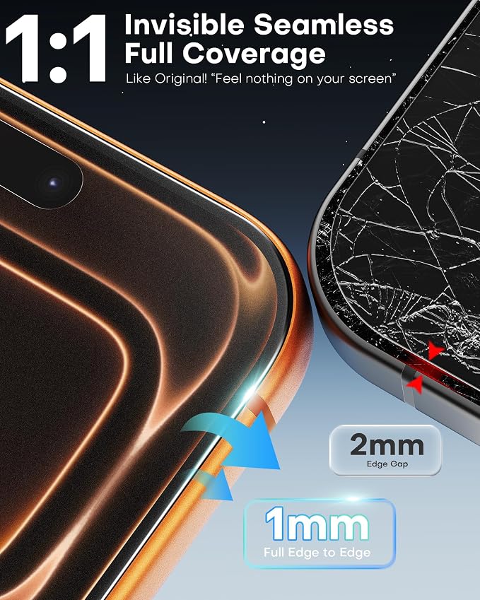 OMOTON 2+2 Pack Matte Screen Protector for iPhone 17 Pro 6.3 Inch 2025 Matte Layer Film with Camera Lens Protector Tempered Glass with Easy Installation Tool Anti-glare Smooth Touch Feel as Silk