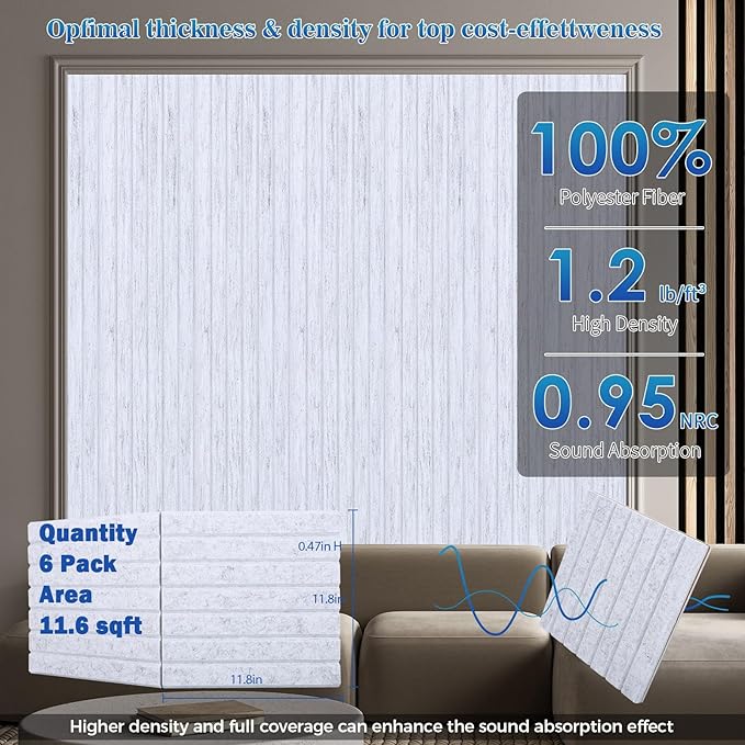 BSHEAD 12 Pack Large Fold Soundproof Wall Panels,12 x 12 x 0.47 in Sound Proof Foam Panels for Walls, 1.2lb/ft³ High Density, Thicker 0.47in, Acoustic Panels, Sound Dampening Panels Gray