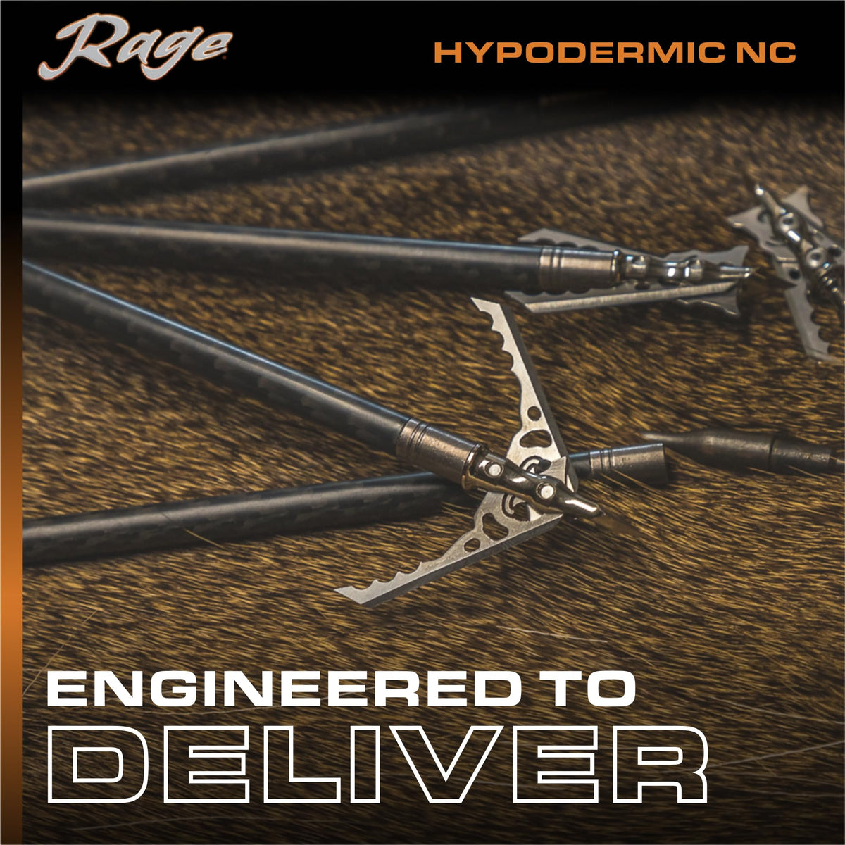 RAGE Hypodermic Crossbow NC Mechanical Broadheads 125 Grain 2-Blade USA Made (3-Pack)