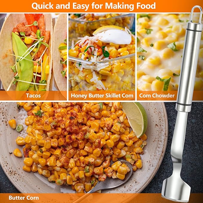iziusy Corn Peeler Corn Cob Remover, Stainless Steel Corn Stripper Tool, Heavy Duty Kitchen Gadget for Removing Corn Kernels from Cobs