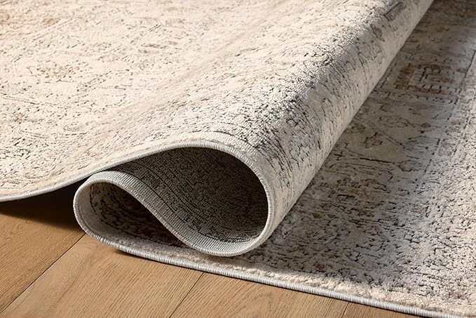Loloi Teagan Collection TEA-03 Ivory/Sand 3'-4" x 5'-7" Accent Rug, Large, Soft Neutral Rug, High-Traffic for Living Room, Bedroom, Home Office, Dining Area