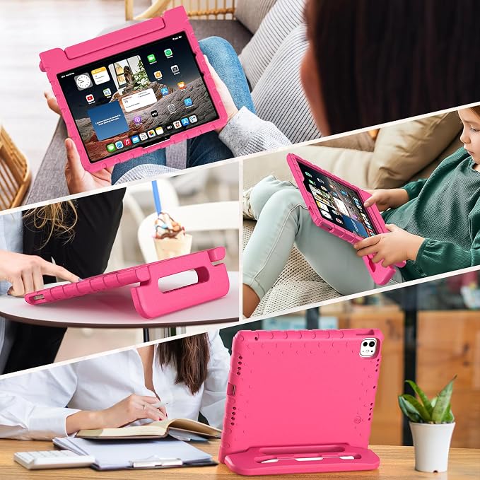 Bolete Kids Case for iPad Pro 11 inch 2024 M4 (Model: A2836/A2837/A3006)with Pencil HolderShockproof Foldable Handle Protective Case for iPad Pro 11 2024 5th Gen Black