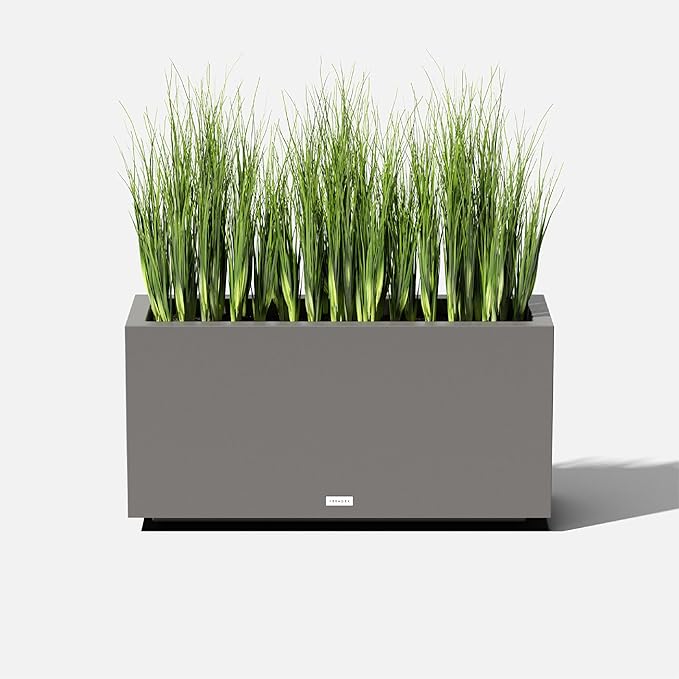 Veradek Block Series Long Box Planter - Large Rectangular Planter for Indoor or Outdoor Patio/Porch | Durable All-Weather Use with Drainage Holes | Modern Décor for Tall Plants, Flowers or Shrubs