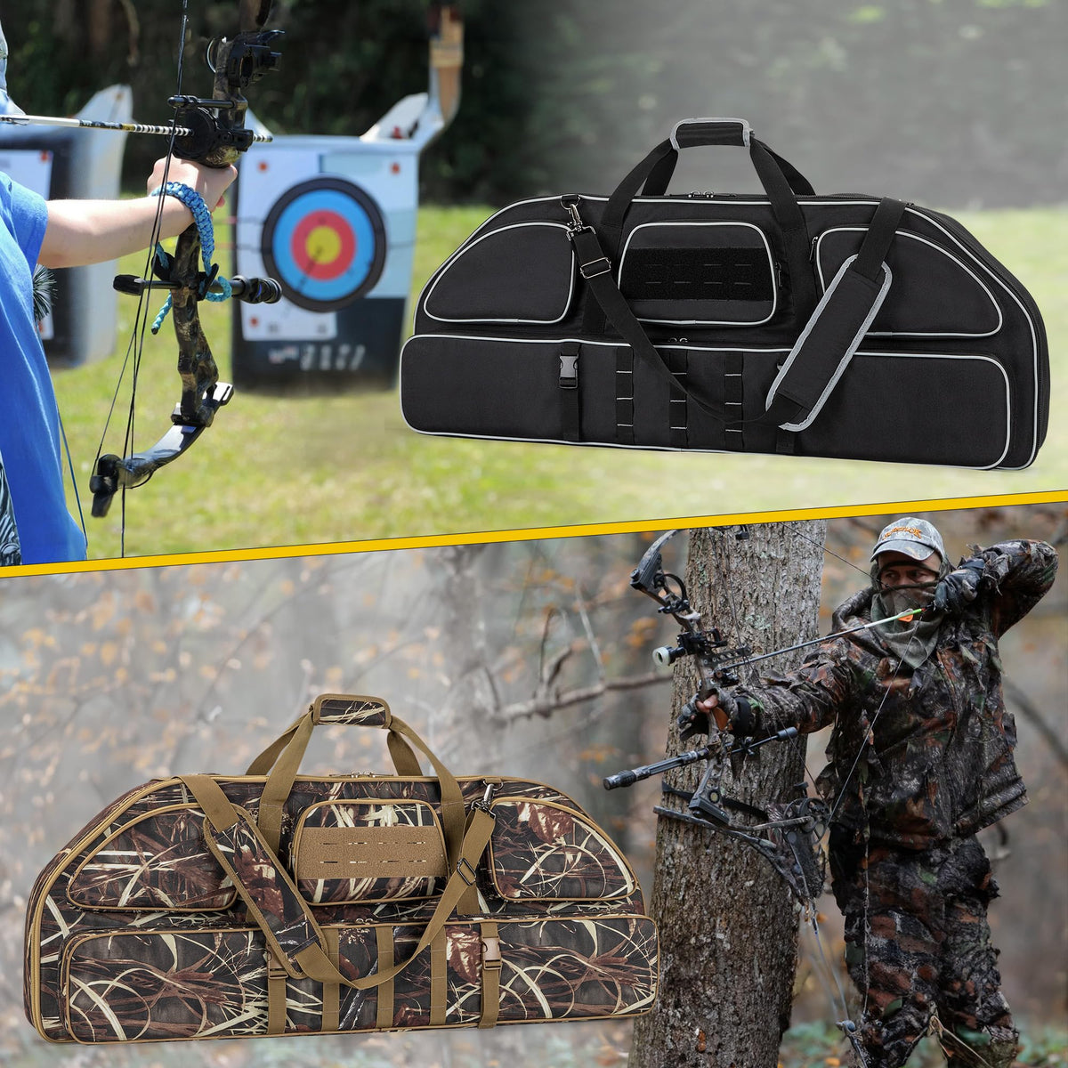 Smasrob Soft Bow Case, Compound Bow Bag with Arrow Pocket, Camouflage