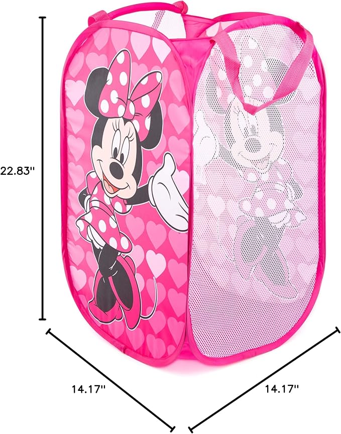 Jay Franco Disney Minnie Mouse Pop Up Hamper - Mesh Laundry Basket/Bag with Durable Handles (Official Disney Product)