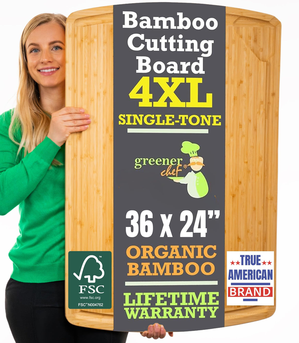 ENORMOUS 30 x 20 Organic Extra Large Cutting Board with Lifetime Replacements – Wood Bamboo Chopping Board - Wooden Butcher Block Cutting Board for Carving Turkey, Grilling Brisket and BBQ