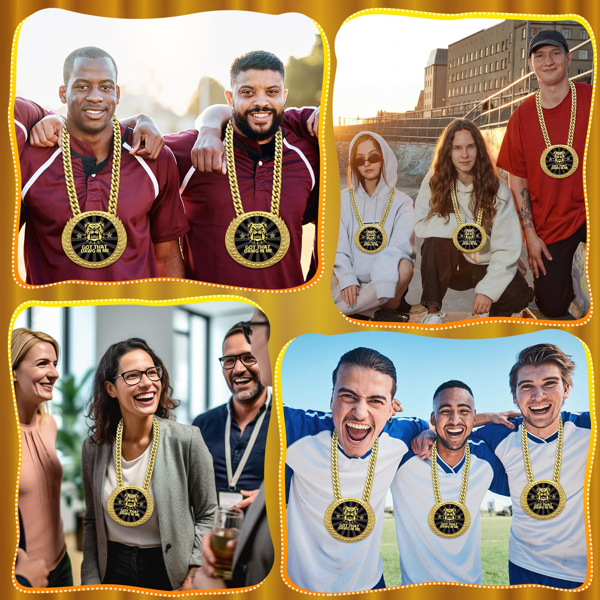 Tondiamo Sports MVP Turnover Chain Medal 6" Big Gold Champ Award Necklace Chain Baseball Basketball Football Soccer Softball Volleyball Competitions Prize Gifts Party Favors (Dog)