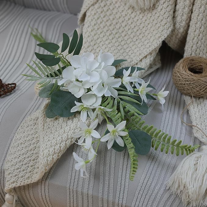 FOTEEWL 70 Pcs Artificial Greenery Stems Box Set,with 7 Kinds of Faux Plants and Fake Flowers for DIY Bridal Bouquets Wedding Floral Arrangement Table Centerpieces Decoration (Sage Green & Beige)