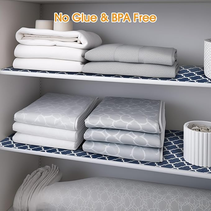Shelf and Drawer Liner for Kitchen Cabinets Non-Adhesive, Strong Grip Non-Slip Thickened Cabinet Liners for Shelves, Waterproof Mats for Dresser Cupboard, Blue, 23 in x 30 Feet