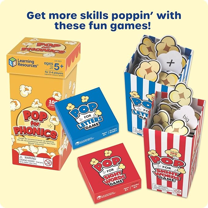Learning Resources POP for Phonics - Learn to Read Phonics Flash Cards, Kindergarten Learning Games for Kids 5-7, Homeschool Spelling & Language Development Activities, Reading Flash Cards