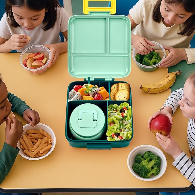 Bento Lunch Box for Kids with 8oz Soup Thermo Leak-Proof Lunch Food Containers with Snack Sauce Container for Kid Girls Boys to School