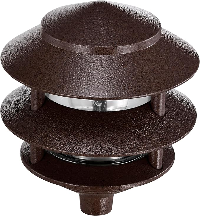 NUVO SF76/632 One 2 Louver Hood Outdoor Pagoda Landscape Pathway Light, 2 Tier-Small, Old Bronze