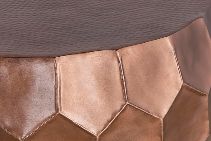 CT101 Modern Contemporary Round Aluminum Material 32" Coffee Table, Farmhouse Table with Glossy Diamond-Patterned Base Antique Copper