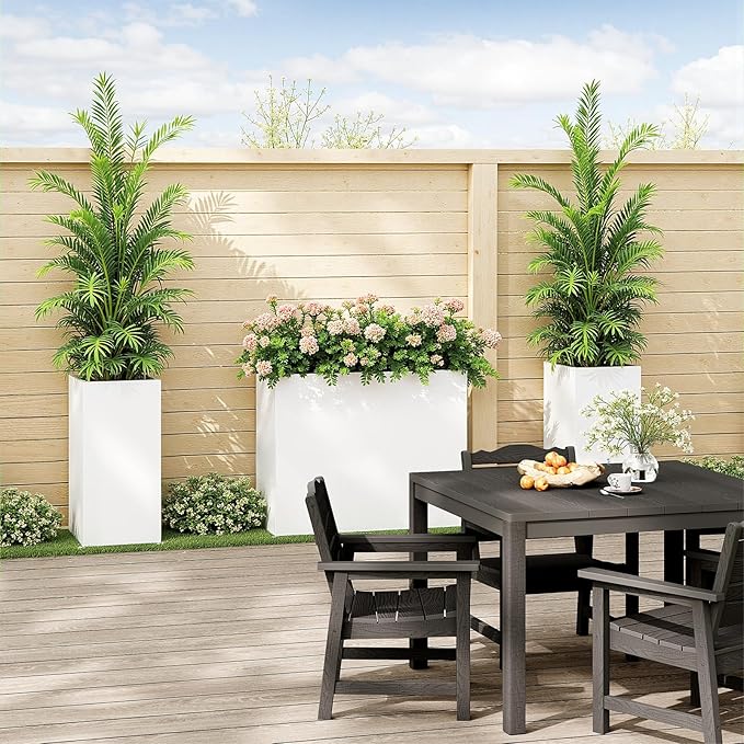 Planter Box Outdoor 38"W x 10.2"D x 30"H- Tall Rectangular Planters for Outdoor Patio/Porch, All-Weather with Anti-dumping Kit, Durable Galvanized Steel, Modern Design for Plants, Flower,Garden