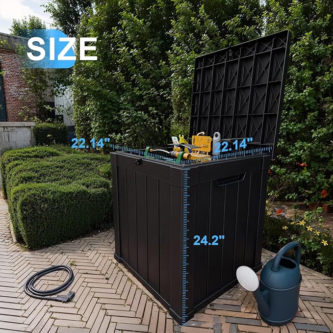 50 GallonOutdoor Storage Box,Resin Deck Boxes Waterproof, IndoorOutdoor Bin for Package Delivery, Patio Cushions, Gardening Tools, Lockable, UV Resistant