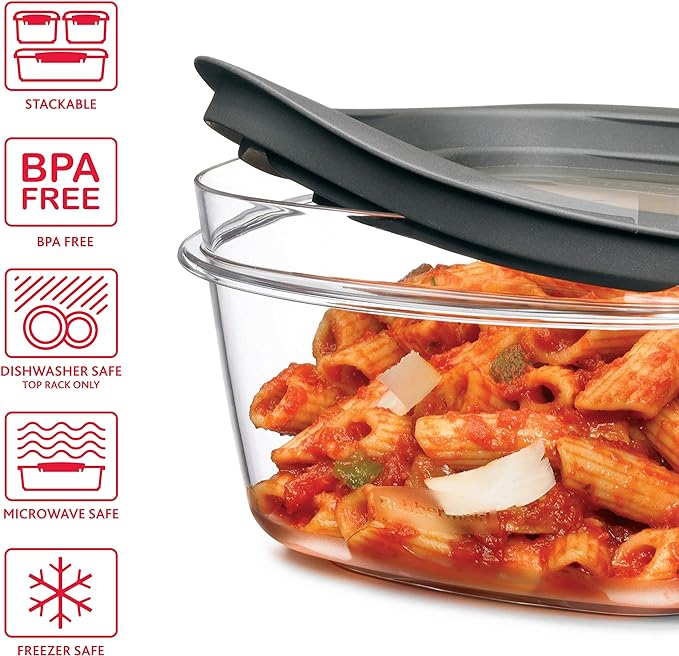 Rubbermaid Premier Food Storage Container, 10 Piece Set, Grey, BPA-Free, Microwave & Dishwasher Safe