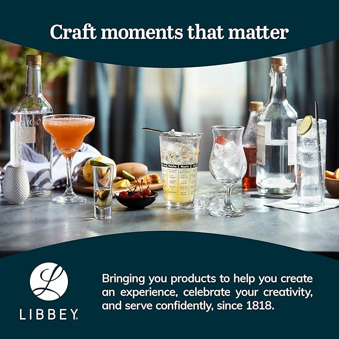 Libbey 917CD Heavy Base Rocks Glasses Set of 12, Rocks Glass Cups with Simple Lines, Elegant Old Fashioned Glass Set for Whiskey, Cocktails and More