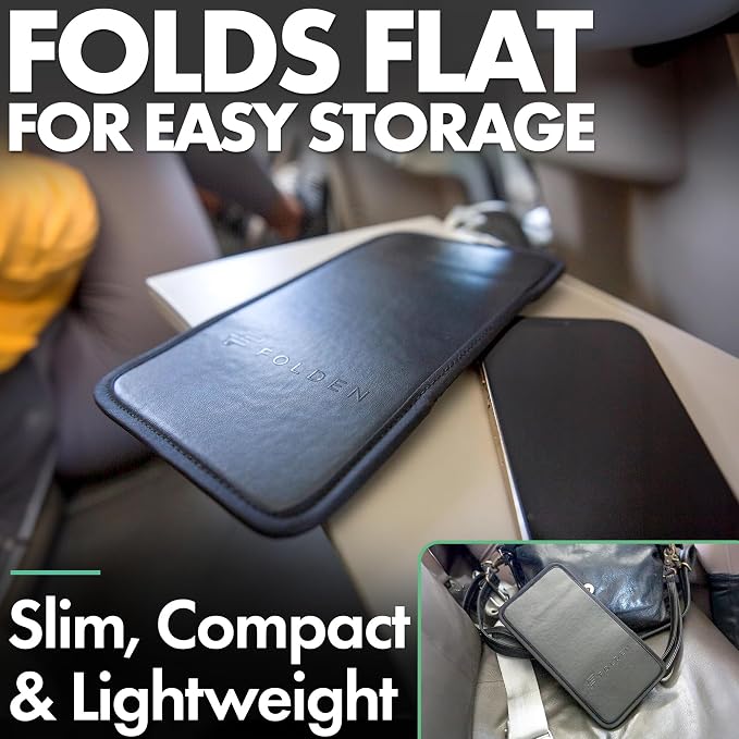Flight Flap Airplane Tablet Holder Flexible Cell Phone and Tablet Holder Extra Large 12x7” Folding Cellphone Stand for Desk Kindle Bed Airplane Gadgets Long Travel Essentials (Black)