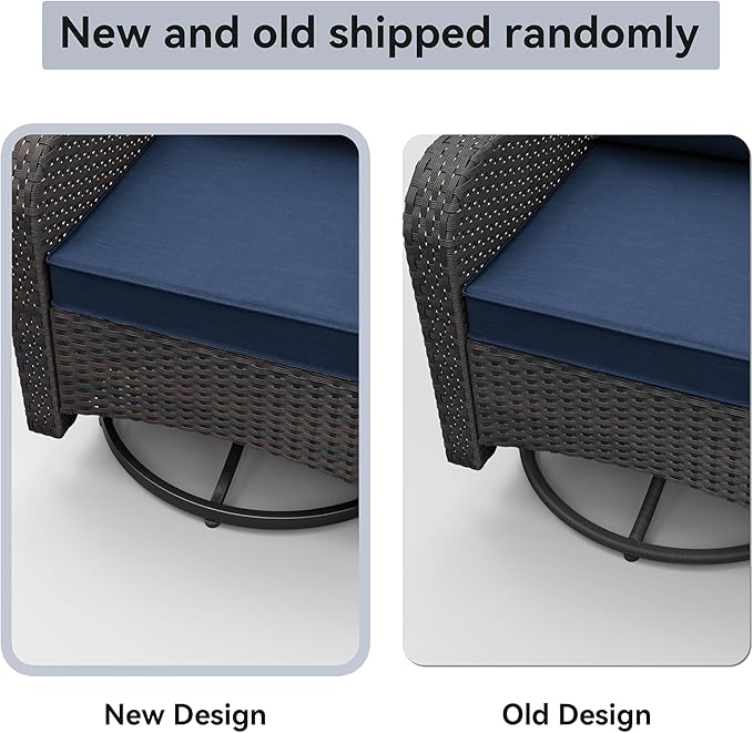 Kurapika 9 Pieces Patio Furniture Set, Rattan Sofa Set, Outdoor Conversation Sets w/Swivel Rocking Chairs Patio Sectional Sofa w/4in Cushion, Navy Blue