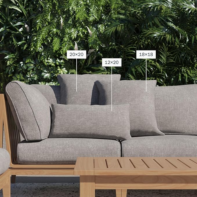 Outer Outdoor Throw Pillow with OuterWeave Performance Fabric, Decorative Outdoor Pillow for Patio & Outdoor Furniture, Includes Machine Washable Pillow Cover and Insert - Pacific Fog Gray, 20"x20"