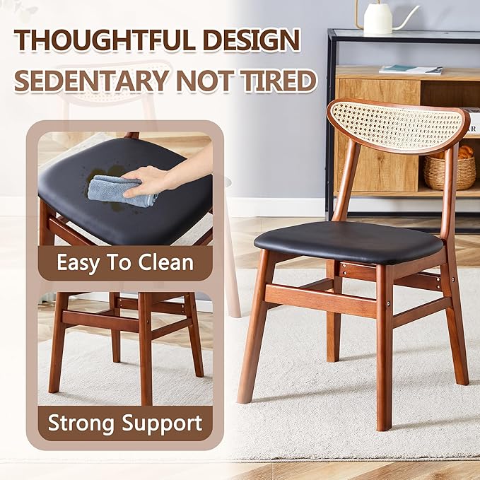 45 Inch Round Dining Table Set for 6, 7 Piece Kitchen Table and Chairs Set, Wooden Table with Walnut Finish, Small Space Dining Set for Apartment or Dining Room
