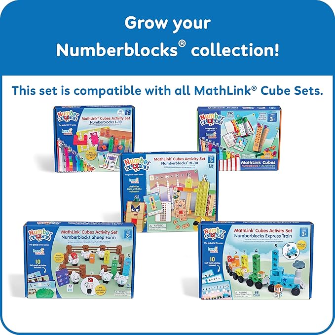 hand2mind MathLink Cubes Numberblocks 21-30 Activity Set, 20 Preschool Learning Activities, Counting Blocks, Linking Cubes, Educational Toys for Kids, Number Games, Math Manipulatives Kindergarten