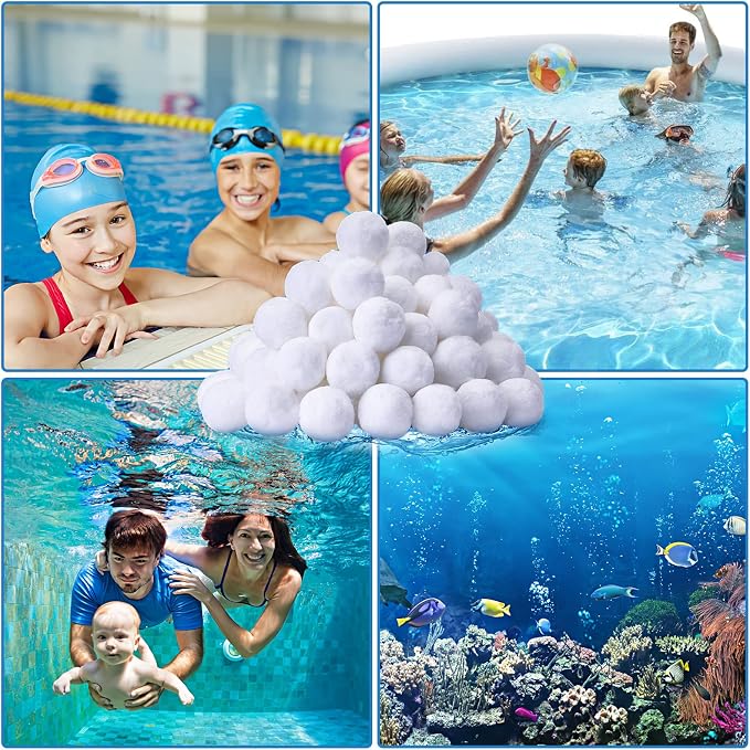 QwayHome 1.54 lbs Pool Filter Balls, Reusable Filter Sand Balls