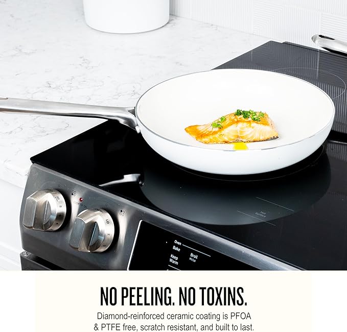 Alva Mobi 8-Pc Ceramic Coated Cookware Set, Recycled Aluminum Cannoli Cream