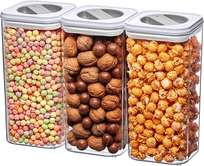 Amazing Abby - Carol - 96-Ounce Acrylic Canister (Set of 3), Plastic Airtight Food Container, Stackable for Pantry Storage, BPA-Free and Shatter-Proof, Perfect for Home and Commercial Use