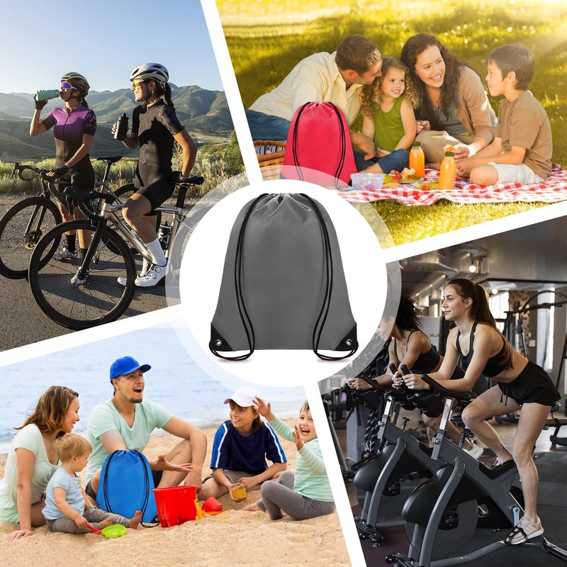 Grneric Drawstring Backpack Bulk 70Pcs String Backpack Drawstring Bags Cinch Bag Sackpack for Men Women Gym(Grey)