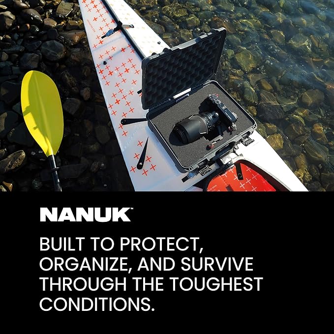 NANUK 910 Hard Case with Customizable Cubed Foam, IP67 Waterproof, Dustproof and Impact Resistant, 14.3” x 11.1” x 4.7”, Rugged Construction for Ultimate Protection, Made in Canada – Graphite