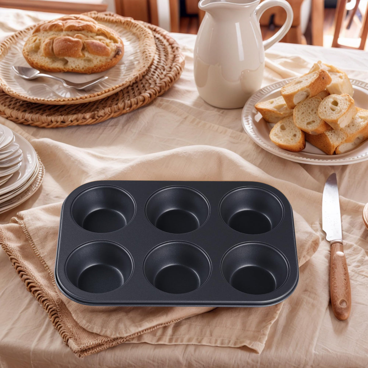 DRMHM Muffin-Pan for Baking, Nonstick Cake Pan 12 Cups, 3 Pack Cup Premium Cheesecake Pans, Cupcake Baking Pan for Oven 10.4 * 7.1 * 1.2in Black