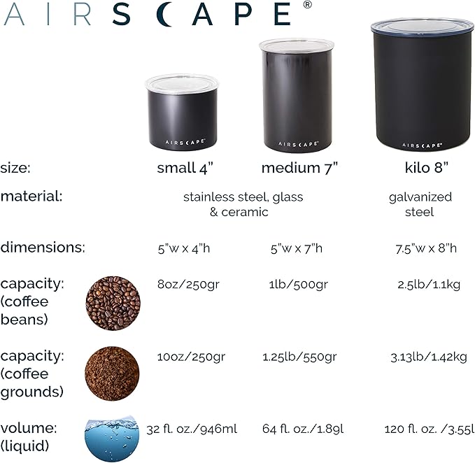AirScape Planetary Design Stainless Steel Coffee Canister | Food Storage