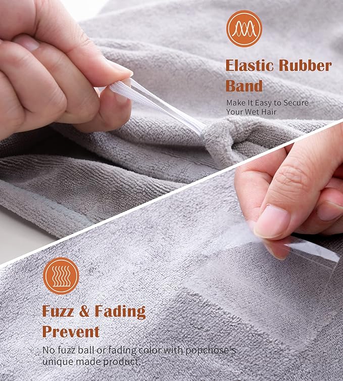 POPCHOSE Microfiber Hair Towel Wrap, 3 Pack Fast Drying Hair Turban