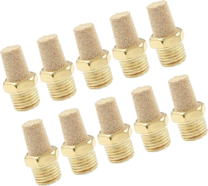 10 Pack 1/4" Male Thread Pneumatic Brass Exhaust Muffler Filter Air Pneumatic