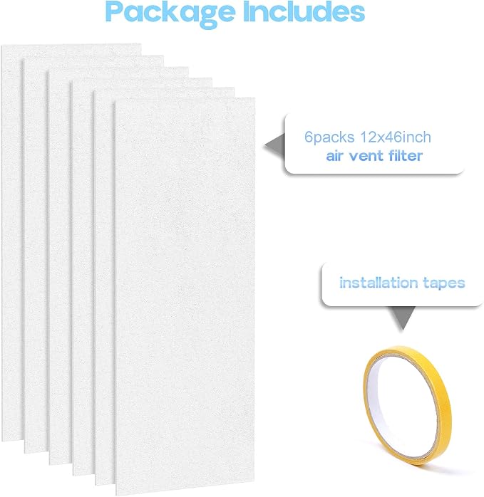 6 Packs Air Vent Filter 12x46inch Electrostatic Filter Media