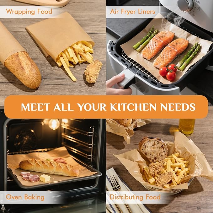 MUCHII 400 Pcs Parchment Paper Sheets for Baking, Precut Non-Stick