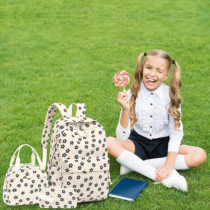Bluboon School Backpack Set Girls Womens Laptop Bookbag Casual Daypack Fits 15 inch Laptop with Lunch Tote Bag and Pencil Bag