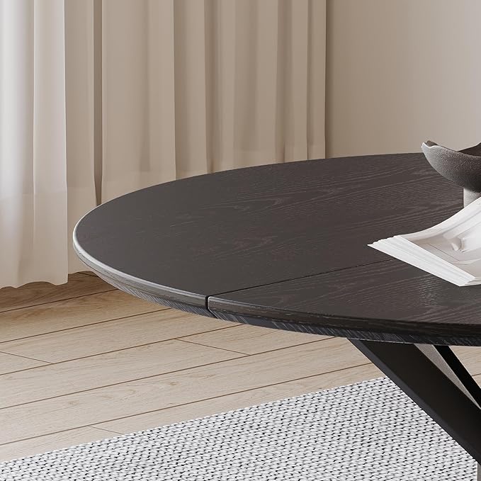 46.4" Round Dining Table Set with 4 Chairs, Modern Dining Set with Comfortable PU Leather Chairs, Sturdy MDF Table with X-Shaped Base, Easy Assembly, Ideal for Dining Room or Kitchen
