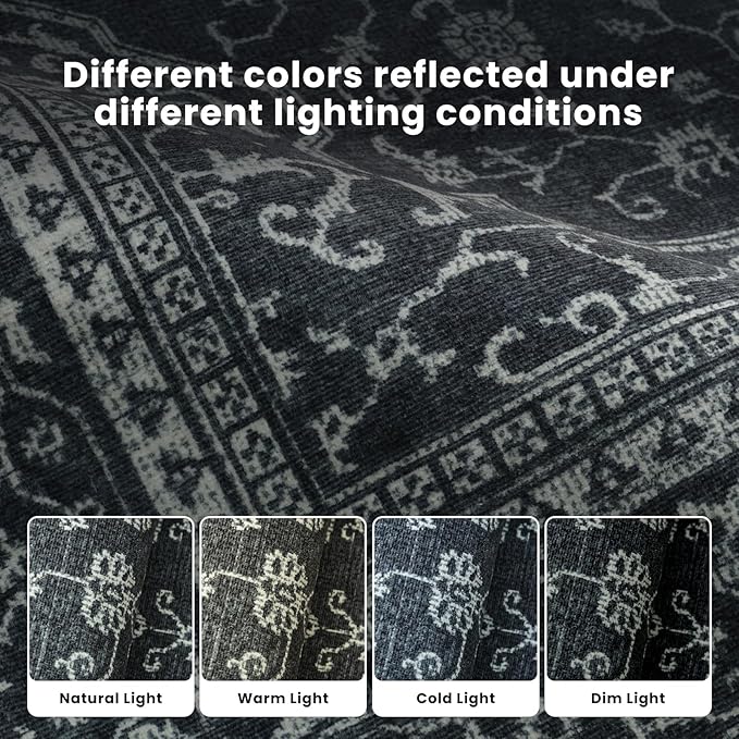 Washable Rugs 8x10 Area Rugs for Living Room,Bedroom,Dining Room- Soft Low Pile Stain-Resistant Carpet with Non-Slip Rubber Backing,Large Vintage Area Rug for Farmhouse Nursery Home Office Decor