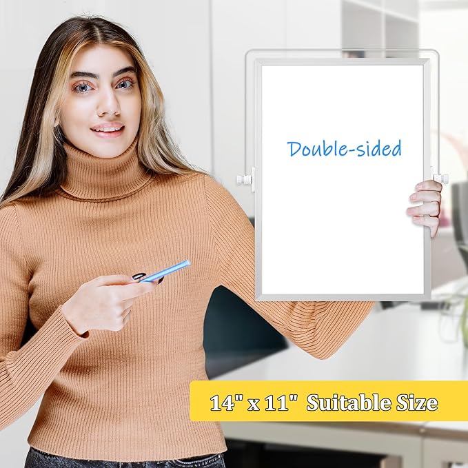 Dry Erase Magnetic White Board, 11" x 14" Double-Sided Desktop Whiteboard with Stand, Portable Small Whiteboard Set for Drawing, Office, Home