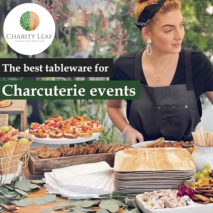Charity Leaf Disposable Palm Leaf 5" Round Bowl (1000 pcs) Dipping Bowls | Bamboo Like| All Natural and Biodegradable | Charcuterie Boards, BBQs, and Parties