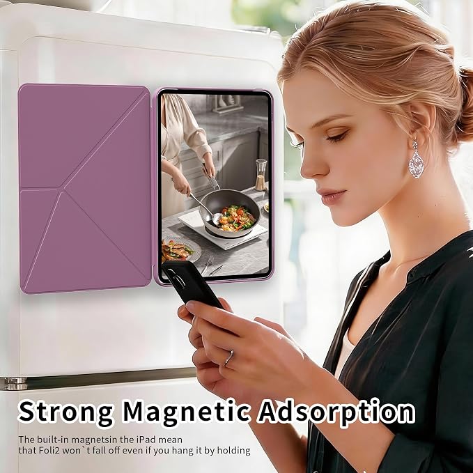 kenke Magnetic Case for iPad Air 11'' Air 10.9'' 5th/4th Gen Black | For iPad Air 11 M4 M3 M2 Air 10.9 (5th/4th 2022/2020) Multi-Folding Stand Cover Detachable Frame Back Auto Wake/Sleep