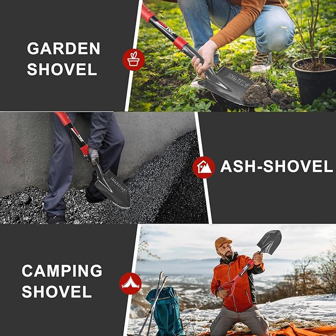 Small Shovel Garden Shovel for Digging Short Handled Round Shovel Survival Shovel for Car, 28 inches