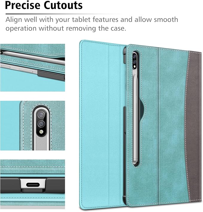 Fintie Portfolio Case for Samsung Galaxy Tab S8/Tab S7 11 Inch | Multiple Angles Business Cover with Pocket Built-in S Pen Holder Auto Sleep/Wake Dreamy Marble